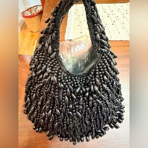 Black beaded handbag